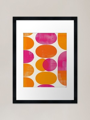 Retro 70er Orange Rosa Abstrakt Rahmen Gerahmt Wandbild Poster Leinwanddruck Bild