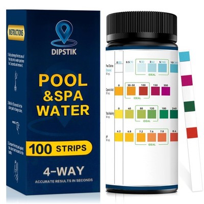 Pool Test Strips for Total Alkalinity, pH, Chlorine, and Cyanuric Acid  100