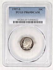 1997 S 10C Roosevelt Dime Proof PCGS PR69DCAM