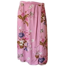 Vintage 90's Esprit Skirt XS Pink Floral Wrap Low Rise In Excellent Condition 