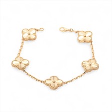 Van Cleef Arpels Vintage Alhambra Guilloche 5P Bracelet 750 YG 18.4g VCARP3JK