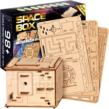 Space Box 3D Game - 3-in-1 Wooden Brain Teaser - Gift Box Riddle - Puzzle for...