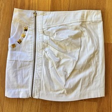 Baby Phat Jean Co. Front-Zip White Mini Skirt with Gold Studs - Size 3