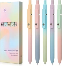 FIOVER 5pcs Gel Pens Black Ink Medium Point 0.7mm Pens Smooth Writing High-End S