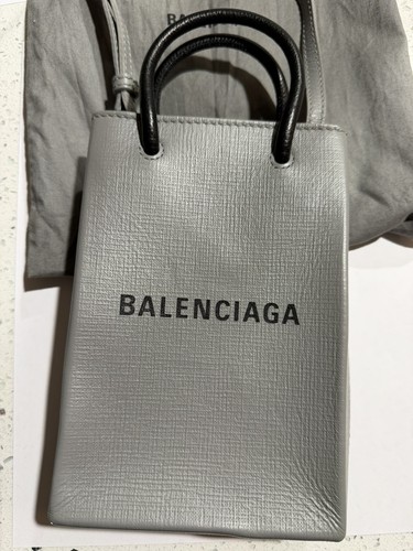 BALENCIAGA Phone Shoulder Mini Shopping Crossbody Bag Grey