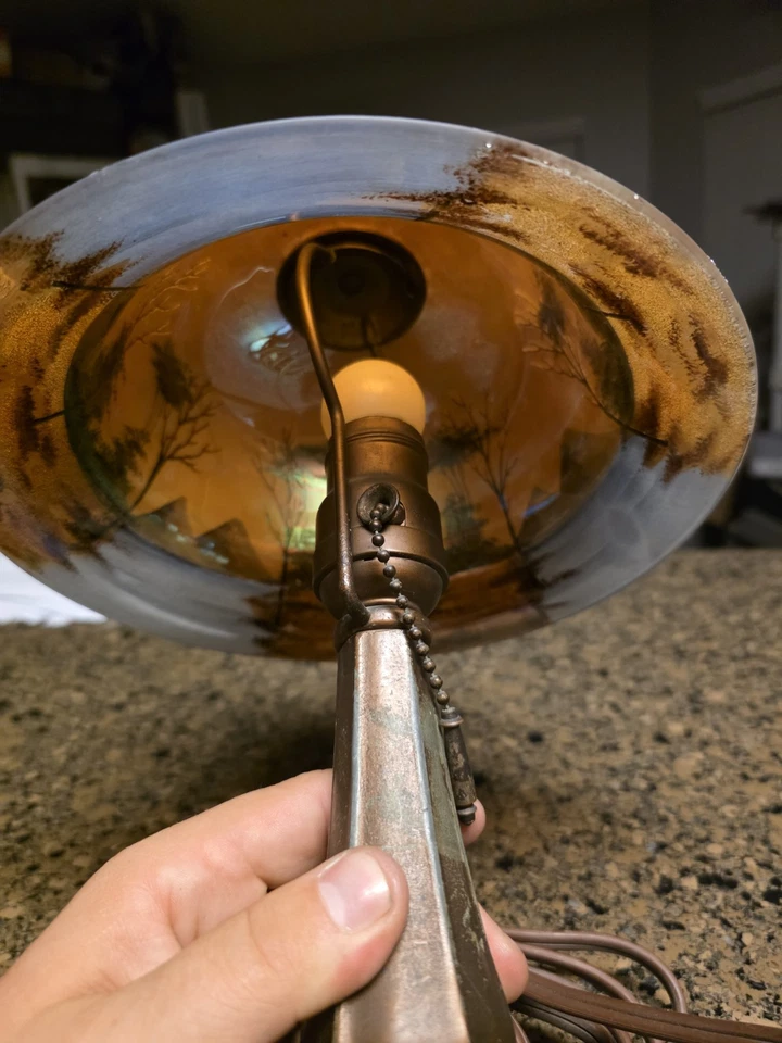 PAIRPOINT STYLE REVERSE PAINTED TREE LAMP - Image 4 of 4