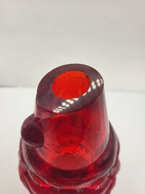 Fenton Hand Blown Amberina Ruby Red Glass Santa Fairy Lamp