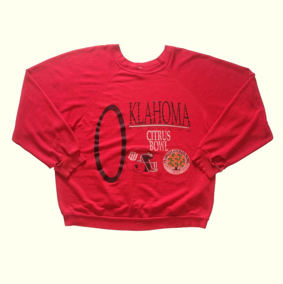 NCAA OU SOONERS SUDADERA DE COLECCIÓN AÑOS 80 RETRO CITRUS BOWL FÚTBOL CUELLO REDONDO 1989 2XL Foto 2 de 4