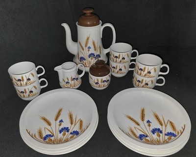 VTG Bareuther Bavaria Germany Winsome Tea/Coffee Set Winterling Wheat Cornflower