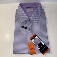 Duchamp London Men's Slim Fit Cotton Stretch Shirt, Purple, Size 18 XXL