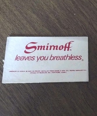 Smirnoff Vodka Vintage Original NOS Bar Sponge Advertising