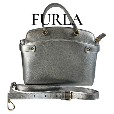 FURLA Agata Leather 2Way Shoulder Bag Black Authentic Women's Tote Purse