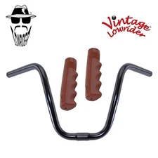 Original Lowrider 9" 25.4 D Handlebar Black 120mm Grips Solid/Brown