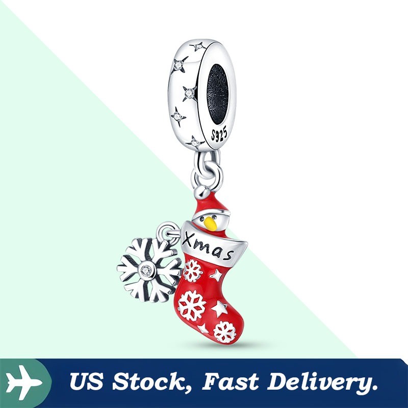 KUNSIR 925 Sterling Silver Christmas Charm For Bracelet Stock Pendant DIY Gifts