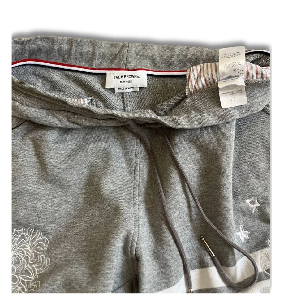 Pantalones Cortos Para Hombre Thom Browne Floral 4 Bar Gris Y Blanco Algodón Talla 1 Foto 3 de 4