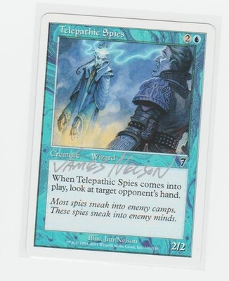 Magic the Gathering ~ Telepathic Spies ~ M/NM ~ 7th Ed. ~  Signed by Artist