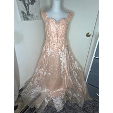 Vtg 90s Aspeed USA Peach Corset Ball Gown Prom Princess Dress Sz XL Y2K Fairy