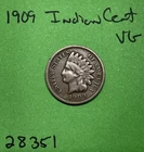 1909 Indian Head Cent / Penny 1c Vg Very Good
