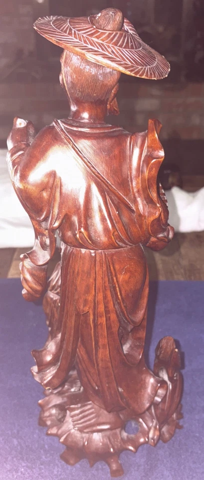 ANTIGUA ESTATUA DE BOJ TALLADA JAPONESA/CHINA DE LAS FIGURAS DEL GUARDIÁN, SIN BASTÓN Foto 4 de 4