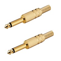 ➡️ 2 StÜCk Premium Klinkenstecker, 6,3Mm Mono, Metall Vergoldet