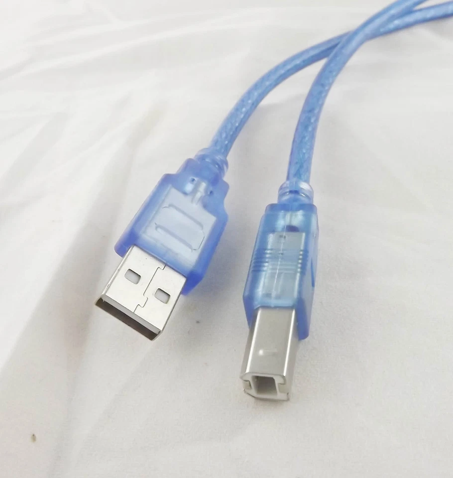 10pcs USB 2.0 Printer Scanner Cable A Male To B Male Data Transfer Cord Blue 1ft - Image 2 of 4