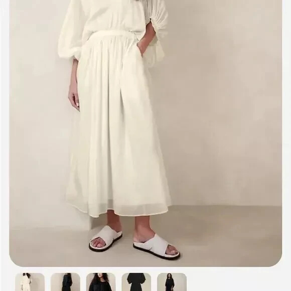 eliana cotton-silk dress BANANA REPUBLIC Eliana Cotton Silk Dress xs magnolia white #882665 NEW