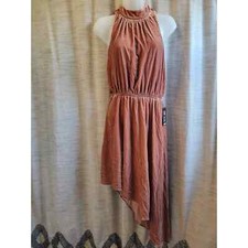 Express women's rose gold colored velvet knee length dress size small