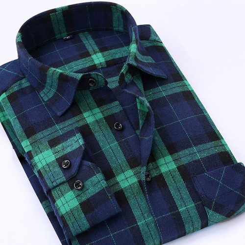 Mens Brushed Cotton Flannel Check Shirt Long Sleeve Plaid Tops Casual Lumberjack - Picture 3 of 17
