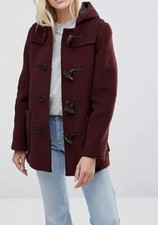 Gloverall Mid Slim Duffle Coat In Burgundy New Size 10 $ 669