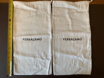 SALVATORE FERRAGAMO New Logo Drawstring Dust Bag Shoe Bags 17'' X 8''  Set Of 2