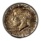 1964 50c Kennedy Half Dollar - Luster - Colorful Pattern Toning - SKU-H3222