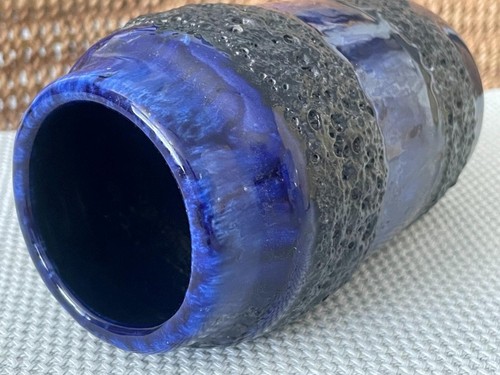 VINTAGE RETRO BLUE MCM MID CENTURY WEST GERMAN POTTERY LAVA VASE 231/15 - Picture 4 of 5
