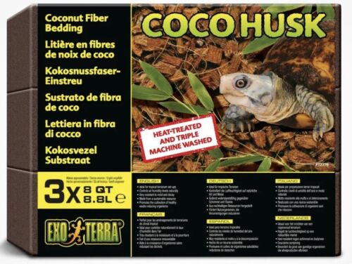 Substrat reptile - brique 8 quarts Exo Terra Coco Husk (3 pack). Expédition rapide ! - Photo 1 sur 6