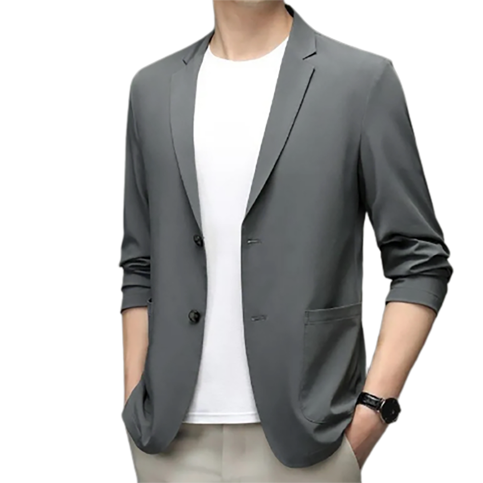Men Business Coat Slim Fit Commuting Turndown Collar Men Suit Jacket
