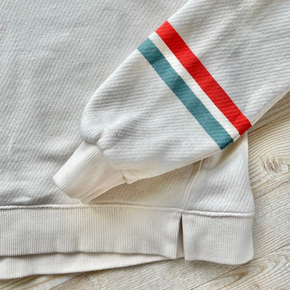 OFF WHITE Felpa con cappuccio MWL Madewell Airterry a righe con maniche Avorio taglia XS
