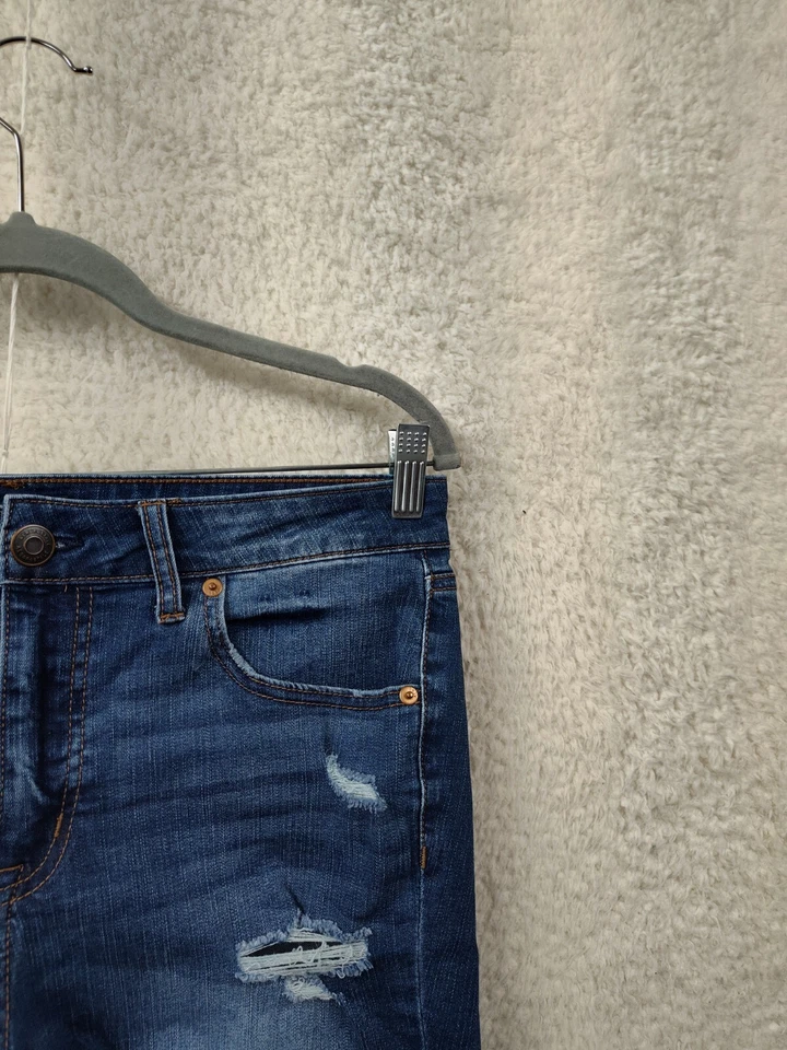 Bermudas cortas de mezclilla rectas envejecidas Aeropostale para niñas 10 azules mezcla de algodón Foto 3 de 4