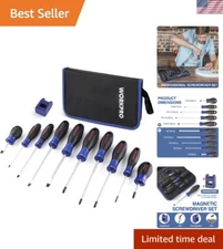 Durable 10-Pc Screwdriver Set with Magnetizer and Carrying Pouch - Home Repair