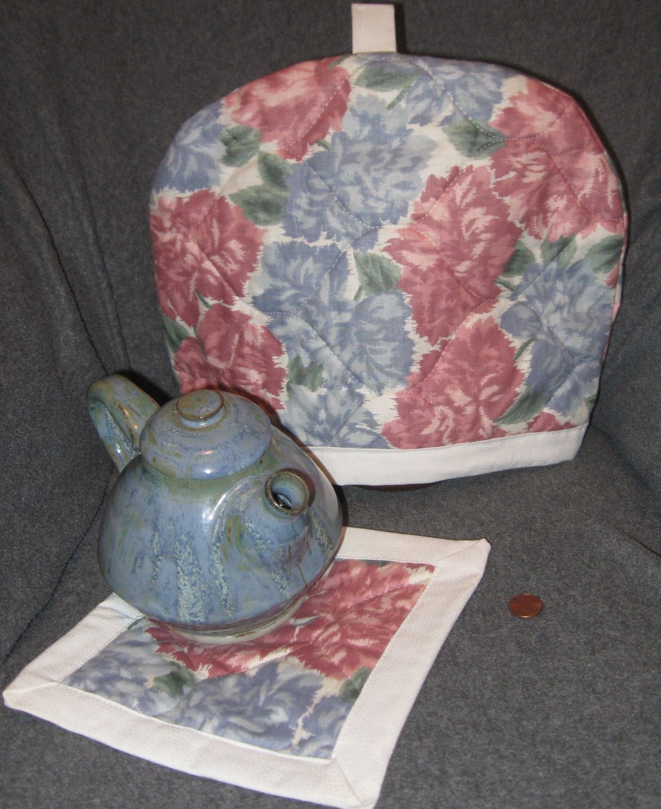 "Blue/Pink/Green Floral" Tea Cozy & Trivet Large Print Hand Made New eBay