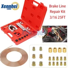 Brake Line Pipe Repair 20 Nuts Fittings Kit 3/16 25ft Copper Pipe Flaring Tools