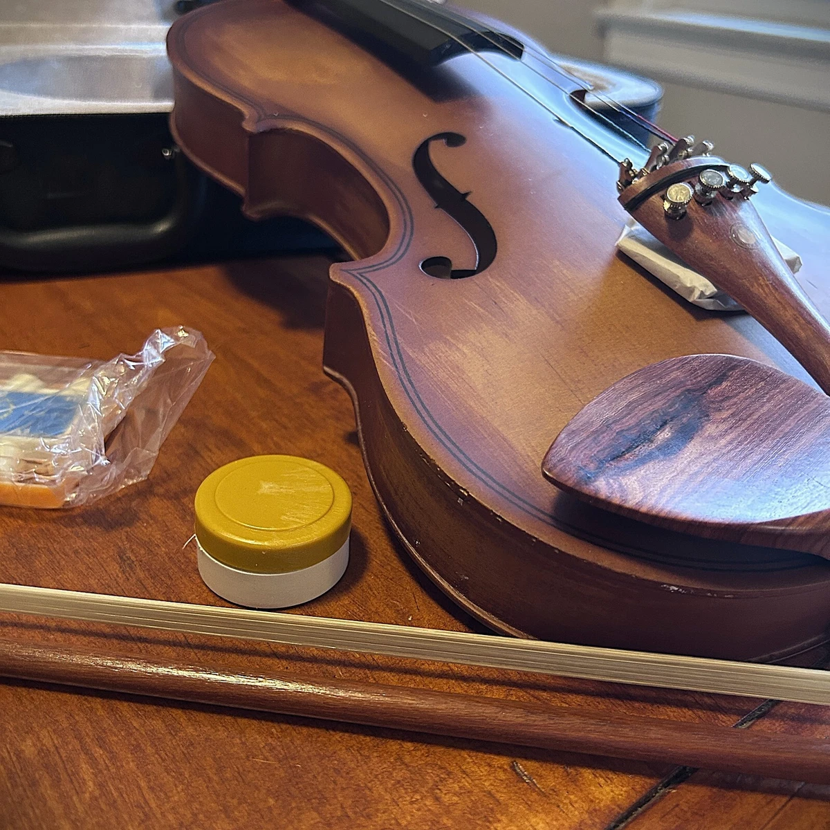 Violín tamaño completo 4/4 con magnífico acabado reliquia con estuche, arco y colofonia