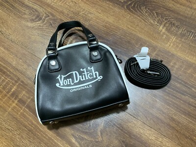 von dutbh grunge boston bag black white Von Dutch Black Mini