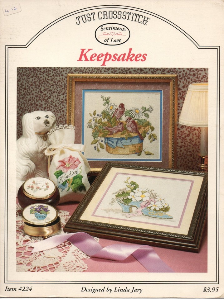 "Keepsakes" Cross Stitch Chart Leaflet Flowers, Birds, Sentiments