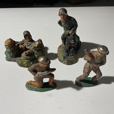Vintage WWII TOY SOLDIERS, Made In USA, Lot Of 4 Misc. Chalkware, Barclay Metal