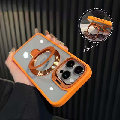 For iPhone 16 Pro 15 14 13 12 11 Magnetic Stand Case with Camera Lens Protector