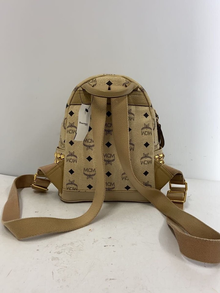 MCM bag backpack Signature Studs Backpack Leather beige Allover eBay