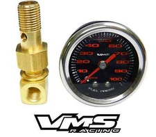 VMS HONDA ACURA 1 1/2 100PSI BLACK RED FUEL PRESSURE GAUGE LIQUID FILLED 1/8 NPT