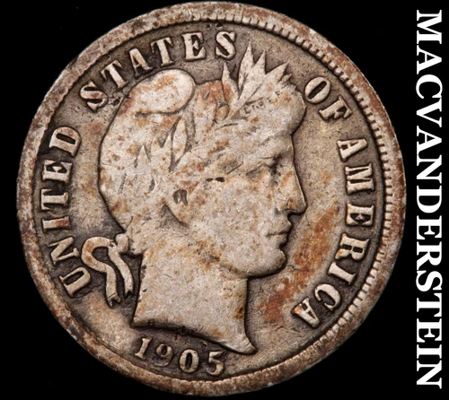 1905-S Silver Barber Dime - Scarce  Fine  Semi-key  Better Date  #i1630