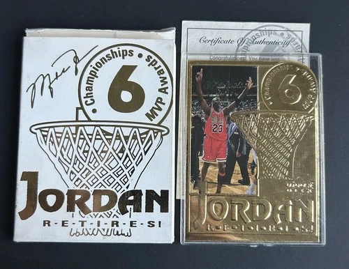Upper Deck Michael Jordan 22Kt Gold Limited Edition Card Jordan Retires! 1999 NM