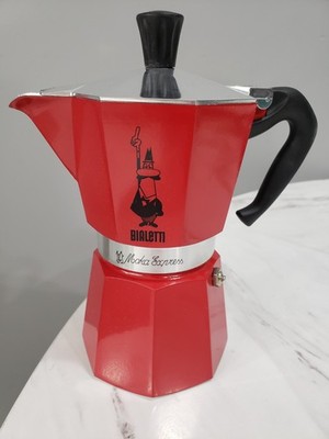 NEW NO BOX Bialetti Moka Express Espresso Maker, 6 Cups, Red, Aluminium 6 Oz RED