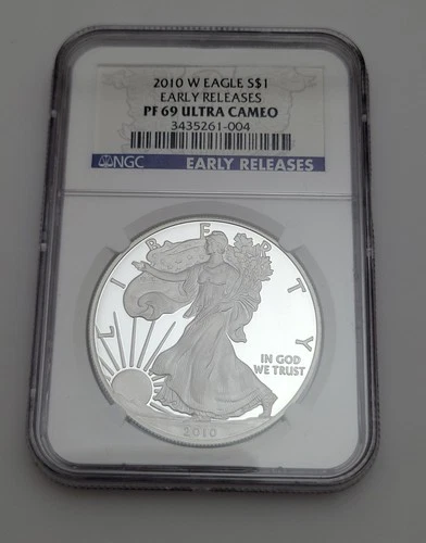 2010-W American Eagle Silver Dollar PF69 Ultra Cameo Early Release, 99.9% silver